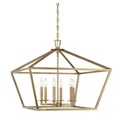 Savoy House Townsend 6-Light Warm Brass Candlestick Pendant Light