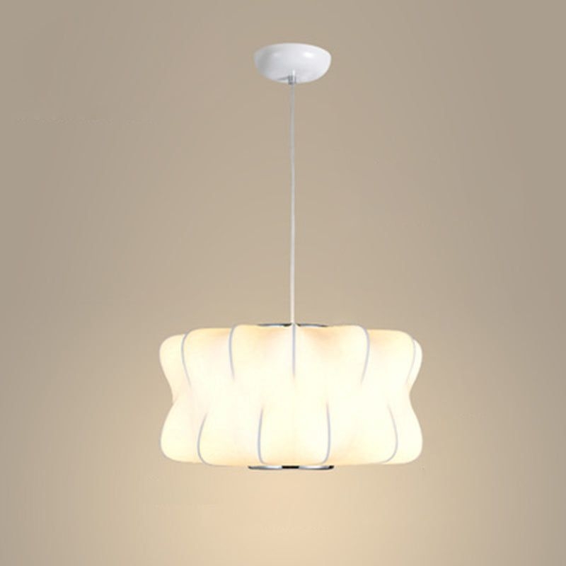 Silk Geometric Pendant Lighting Minimalist 1-Head White Hanging Light for Restaurant - White / Drum
