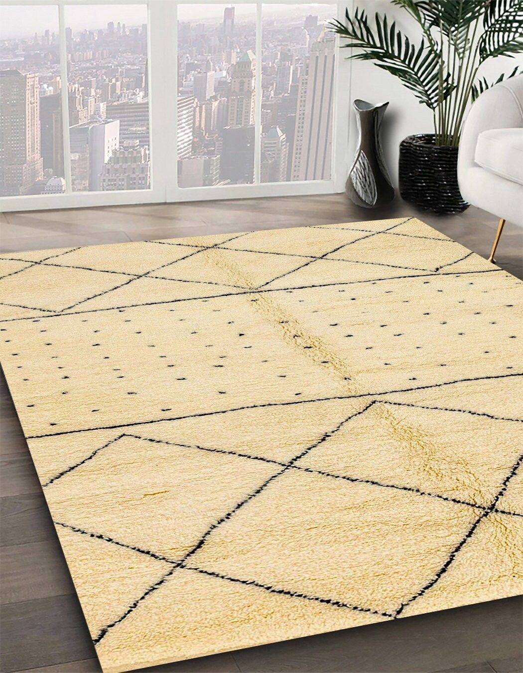 Solid Striped Moroccan Midcentury Modern Persian Beige Off White Rectangle Abstract Area Rugs