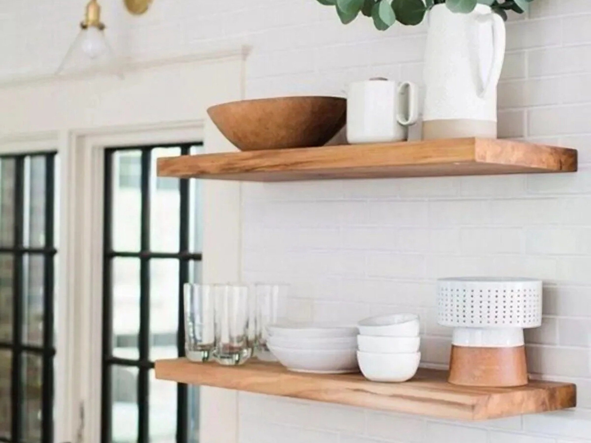 Solid Wood 2-Tier Wall Shelf - 70cm, Organizer for Bathroom and Kitchen