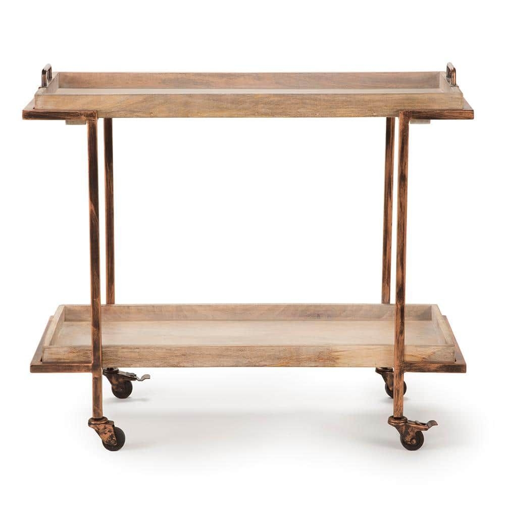 Steve Silver Company Conway Serving Cart - Mango and Copper with Casters, natural