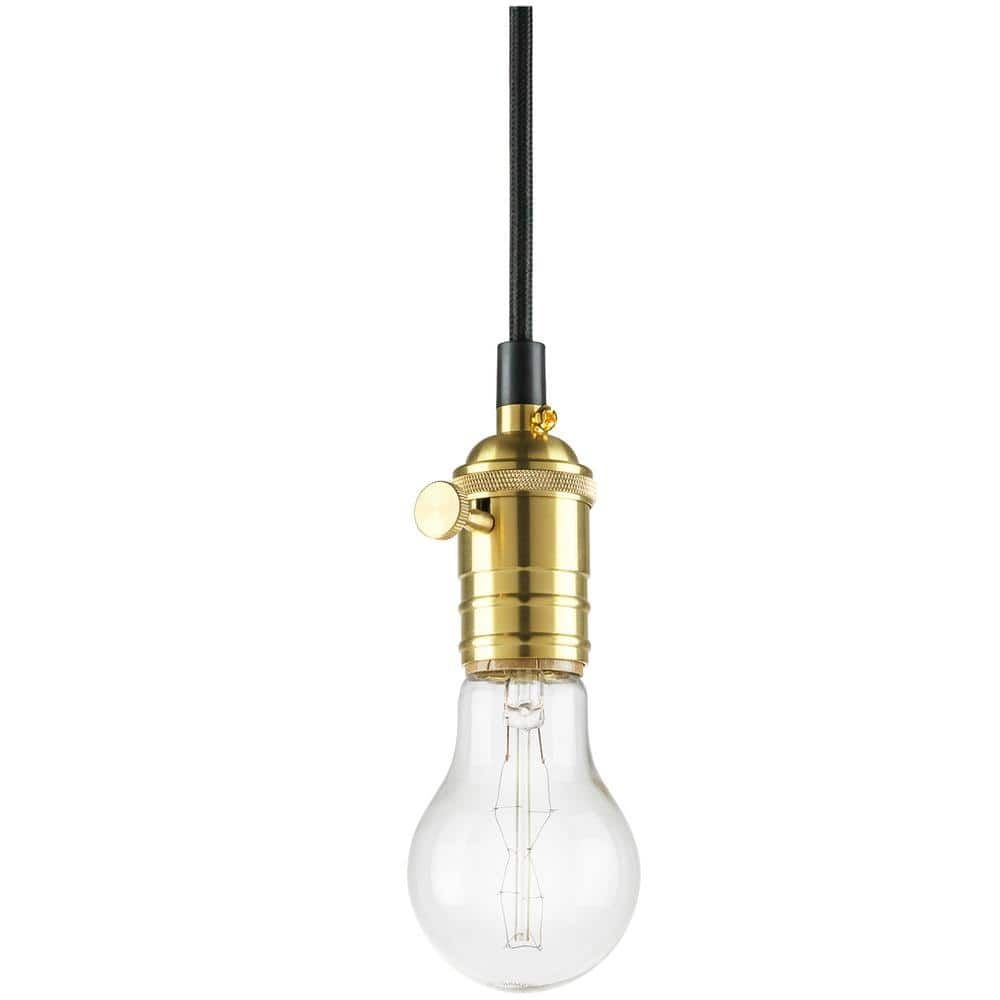 Sunlite 1-Light Brass 42 in. Braided Cord Vintage Hanging Pendant Fixture