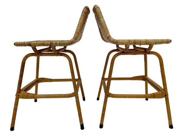 Tabouret de bar vintage dans la conception de rotin Rohe 1960