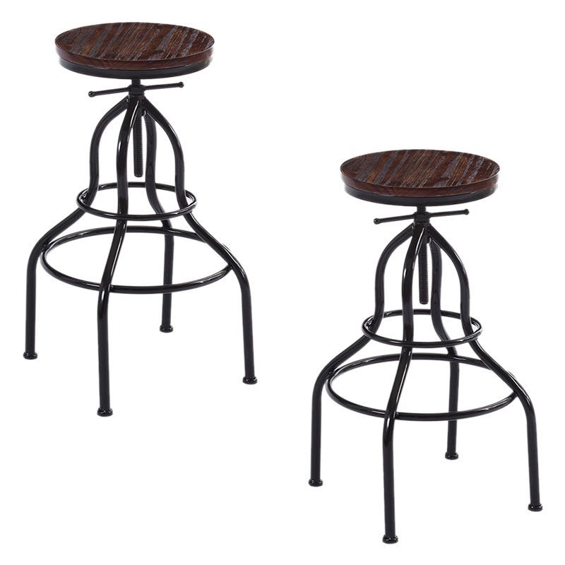 Tara Set of 2 Adjustable Bar Stools in Light Brown by Levede