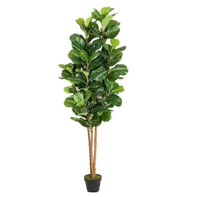 TIRAMISUBEST 6FT Green Solid Wood 156-leaf Truncated Model of Qin Leaf Ficus Simulation Tree
