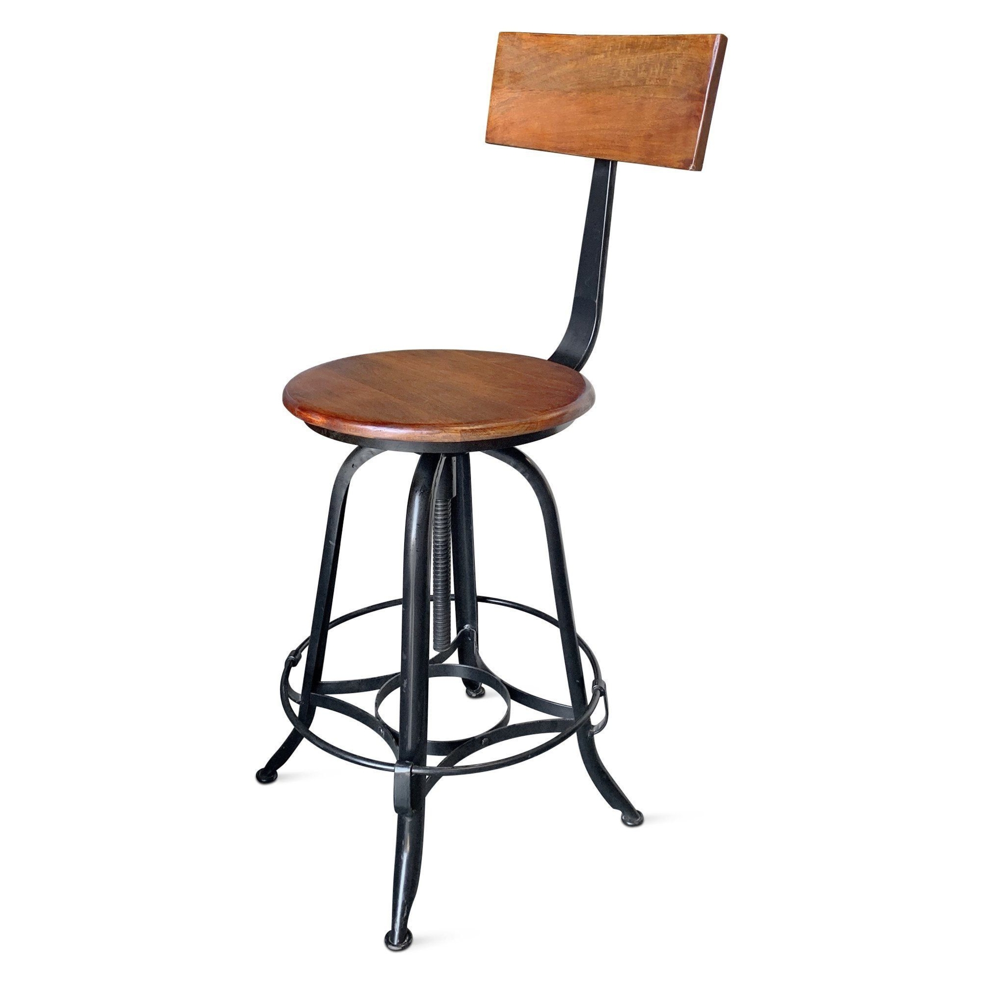Toledo Bar Stool - Adjustable Height Chair - Footrest Swivel Seat Backrest