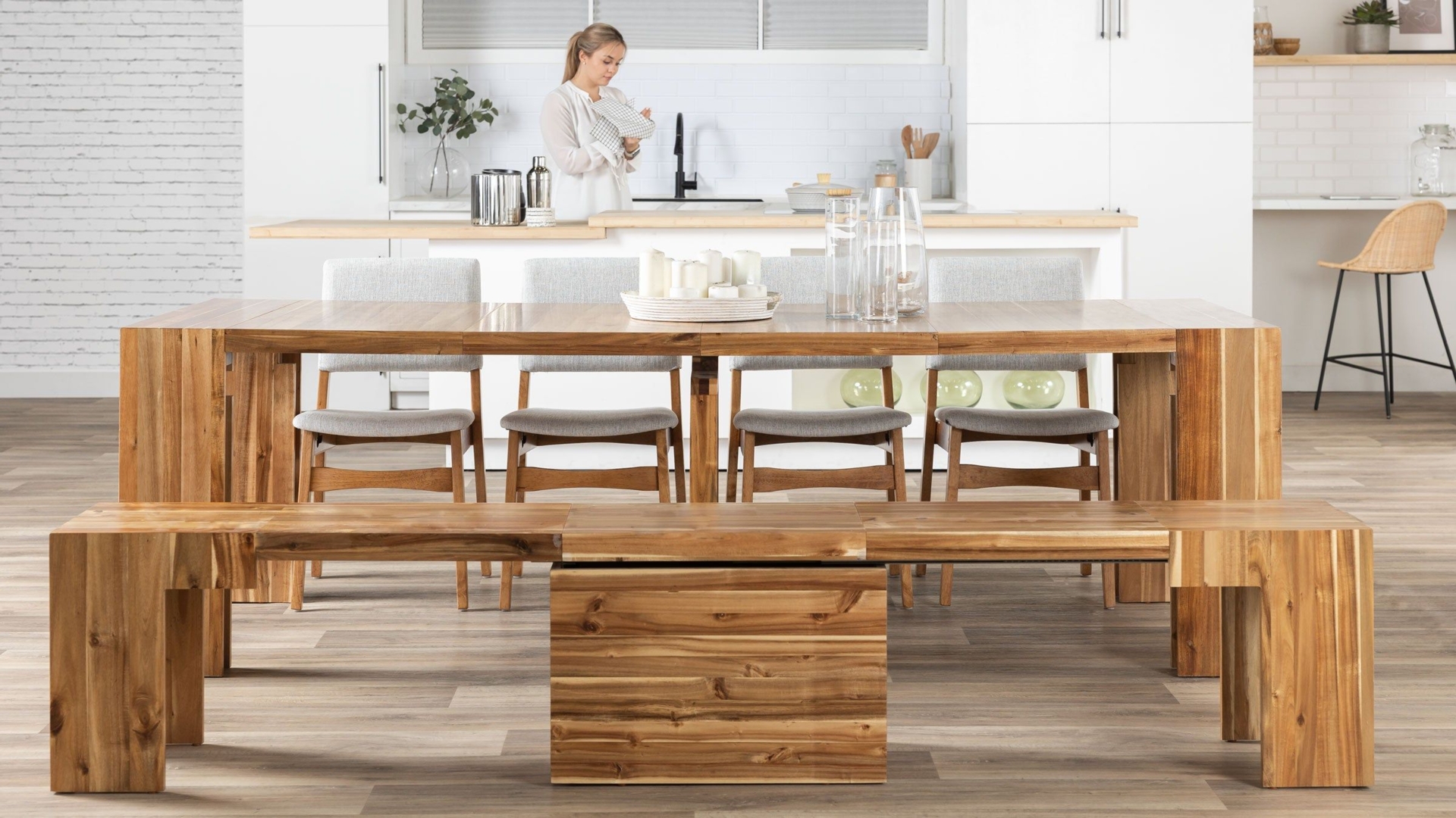 Transformer Dining Set - The Host in American Mahogany, Solid Wood by Transformer Table