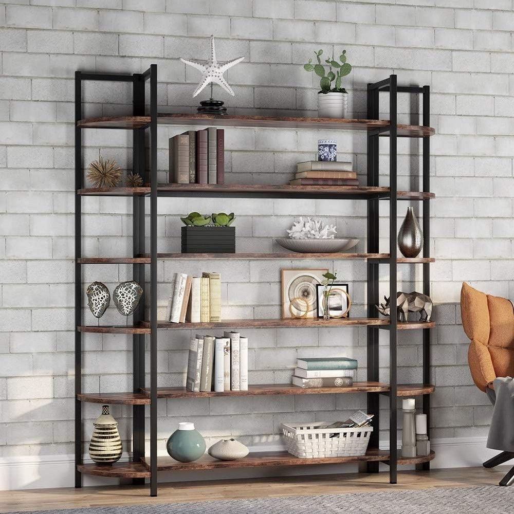 Tribesigns Triple Wide 6-Shelf Bookcase Brown