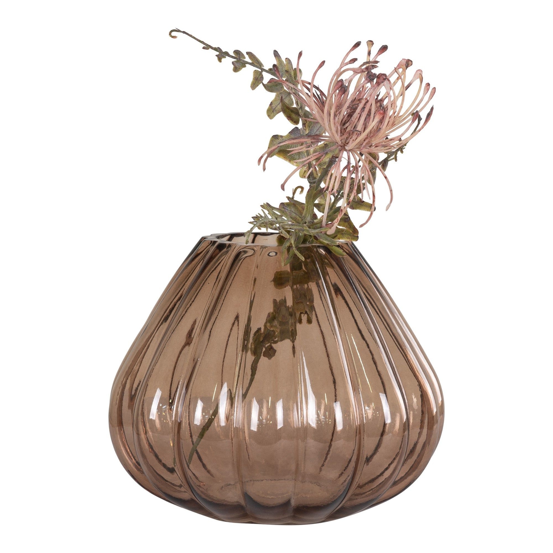 Vase - Vase i mundblst glas, brun, 20x16 cm
