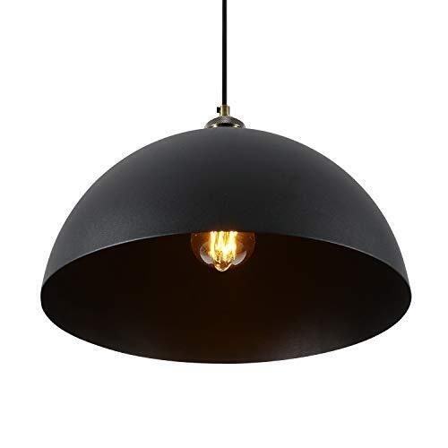 Vintage Black Pendant Light 13.7'' Retro Farmhouse Dome Pendant Lamp Modern Indu