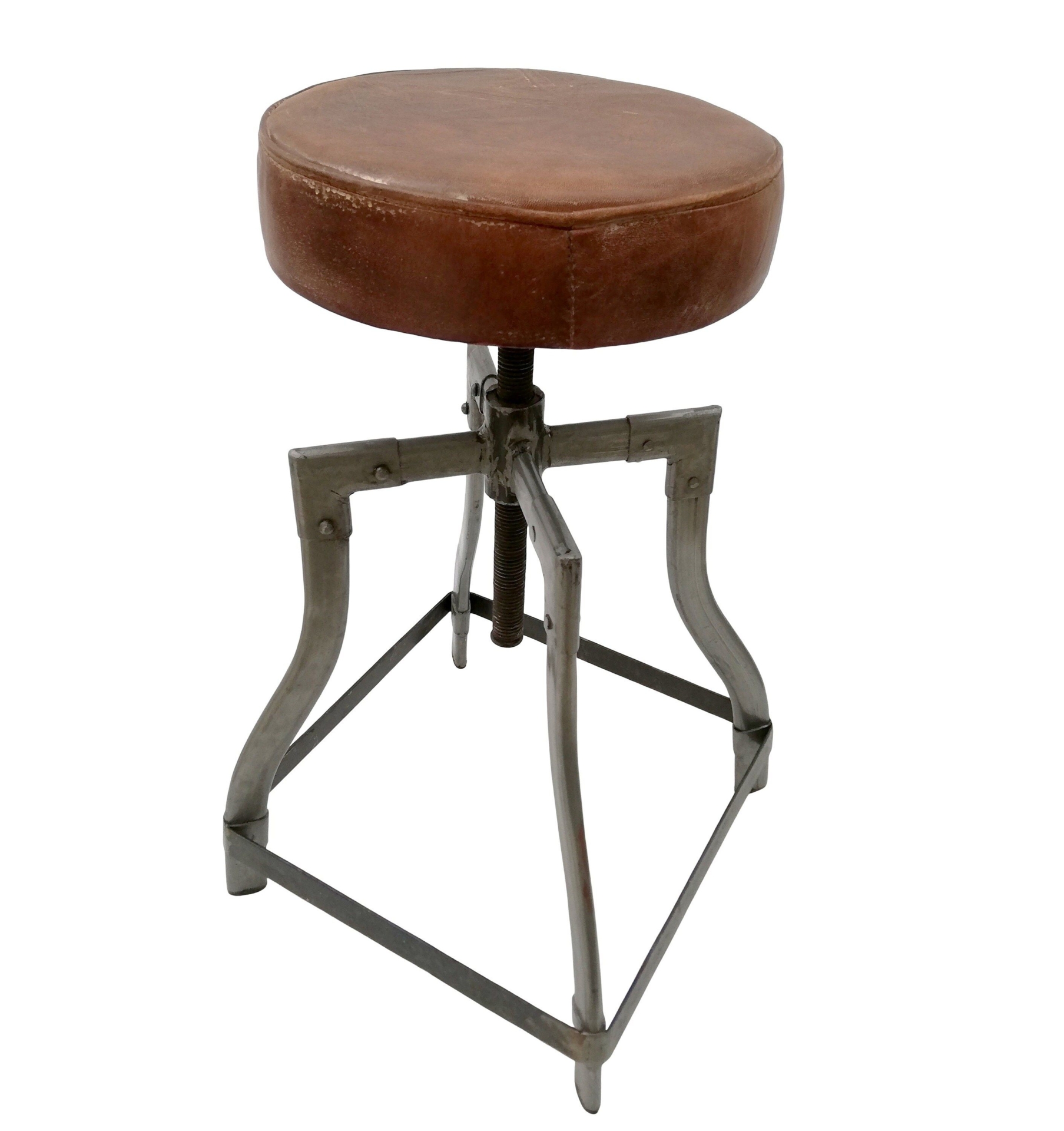 Vintage style stool - sewing chair - Vintage style barstool with leather seat