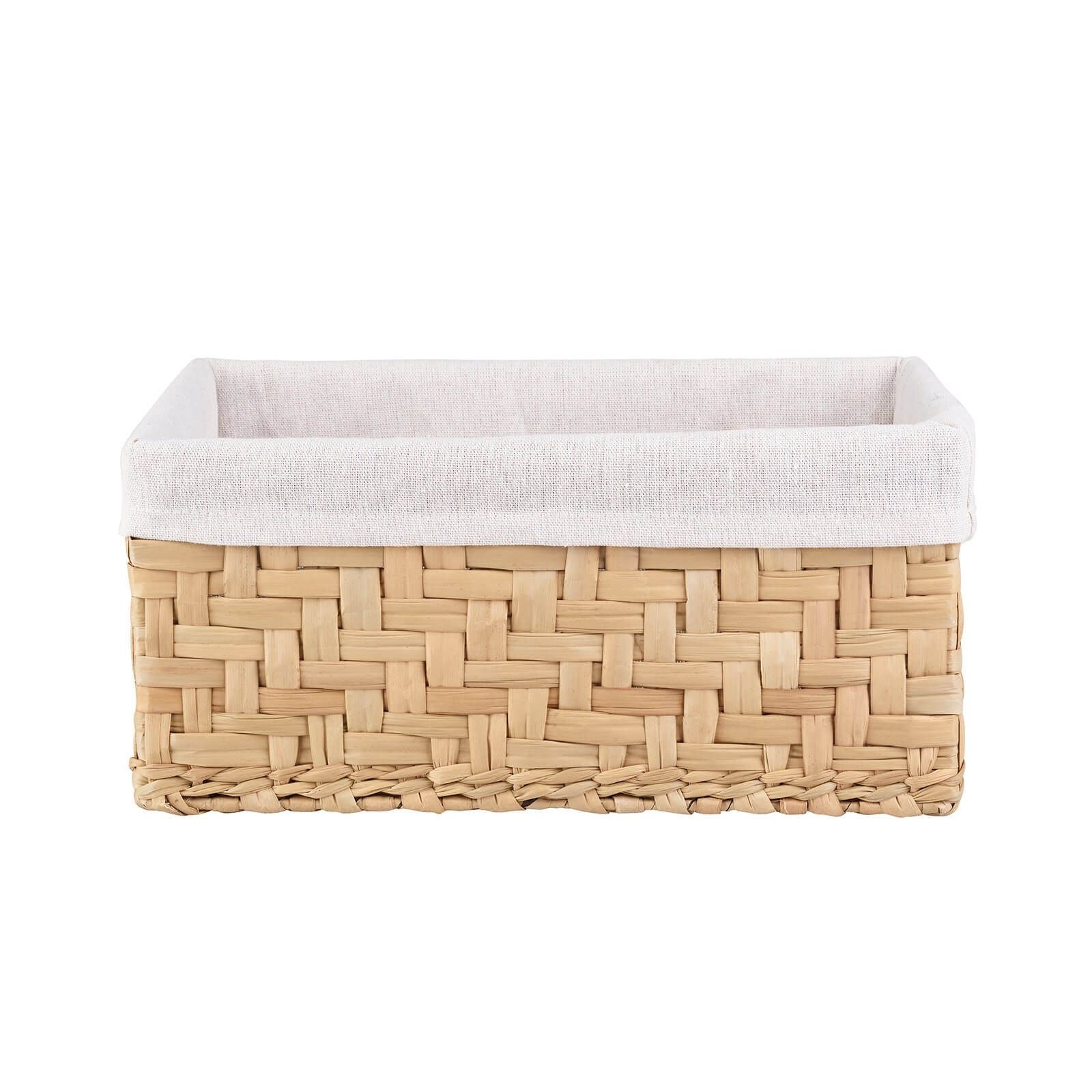 White & Natural Water Hyacinth Baskets - Set of 3