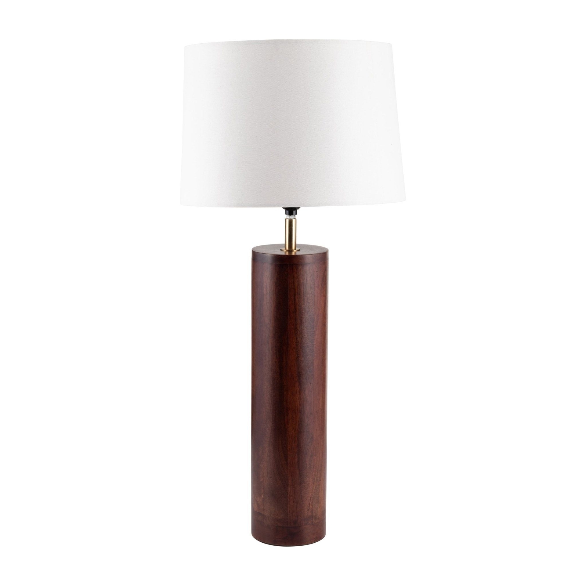 Wood, 32h Classic Table Lamp, Brown/off White - 14 x 14 x 32 / Brown / Mango Wood