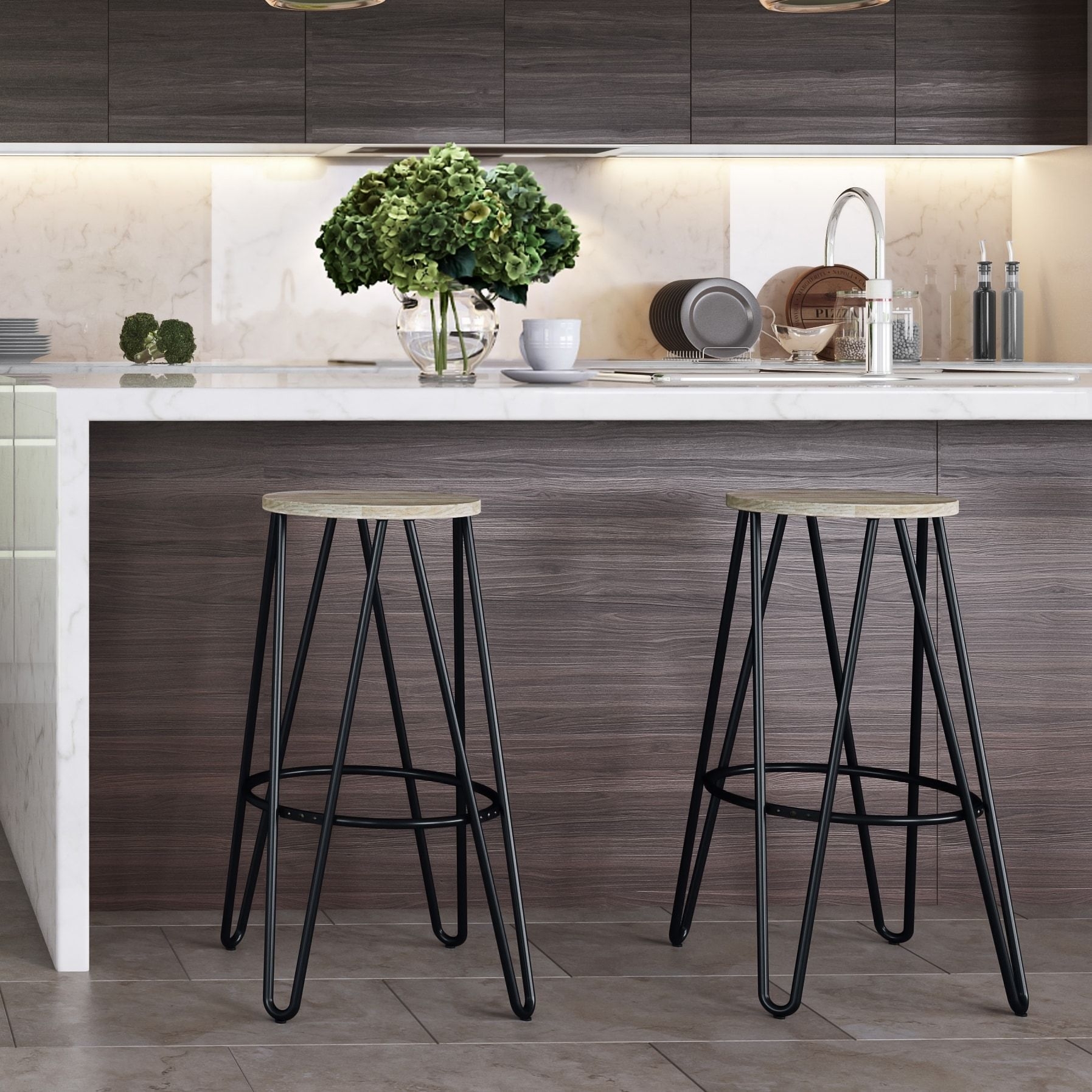 WYNDENHALL Kendall Industrial Metal Counter Height Stool with Wood Seat