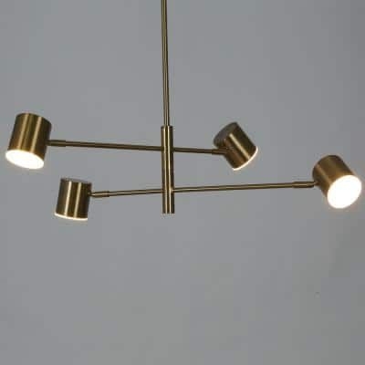 Zevni Macue Adjustable 24.5 in. Integrated LED Brass Sputnik Chandelier, Farmhouse Island Pendant Light, Modern Light Fixtures