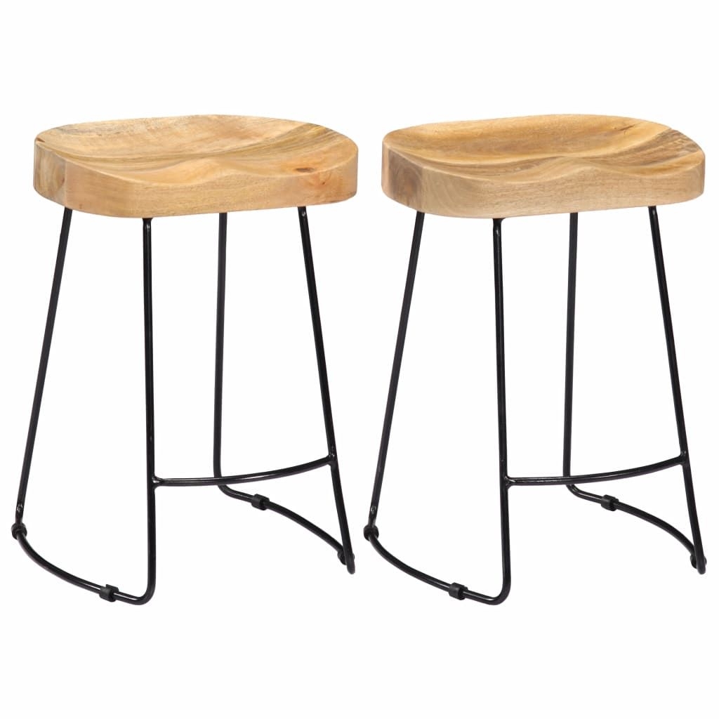 ZNTS Gavin Bar Stools 2 pcs Solid Mango Wood 247836