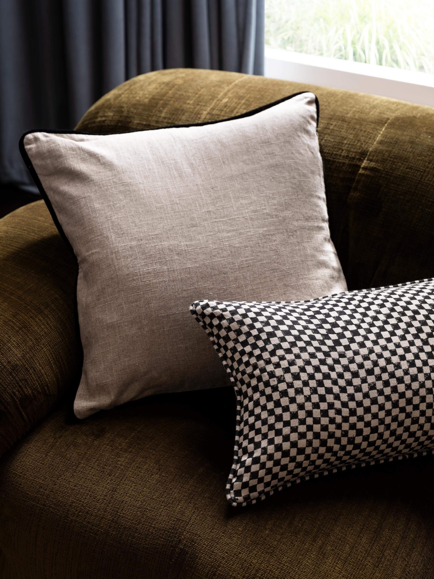 Etro Black Piped Velvet Cushion