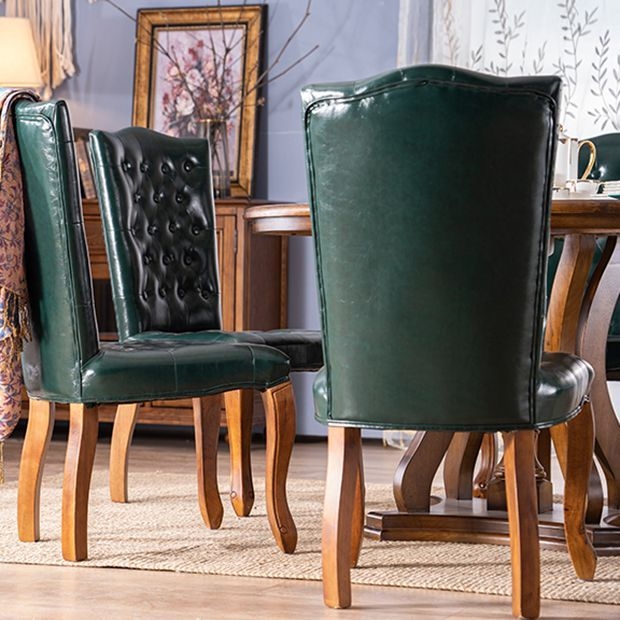 French Country Armless Dining Chairs PU Leather Upholstered Dining Side Chairs - Light Gray / 2 Piece Set