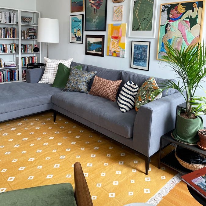 Honey Diamond Dhurrie Rug - Rug 5' x 8'
