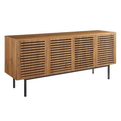 Parker 73 in. Walnut Tall TV Stand with Adjustable Shelves Fits TV up to 75 in. with Cable Management