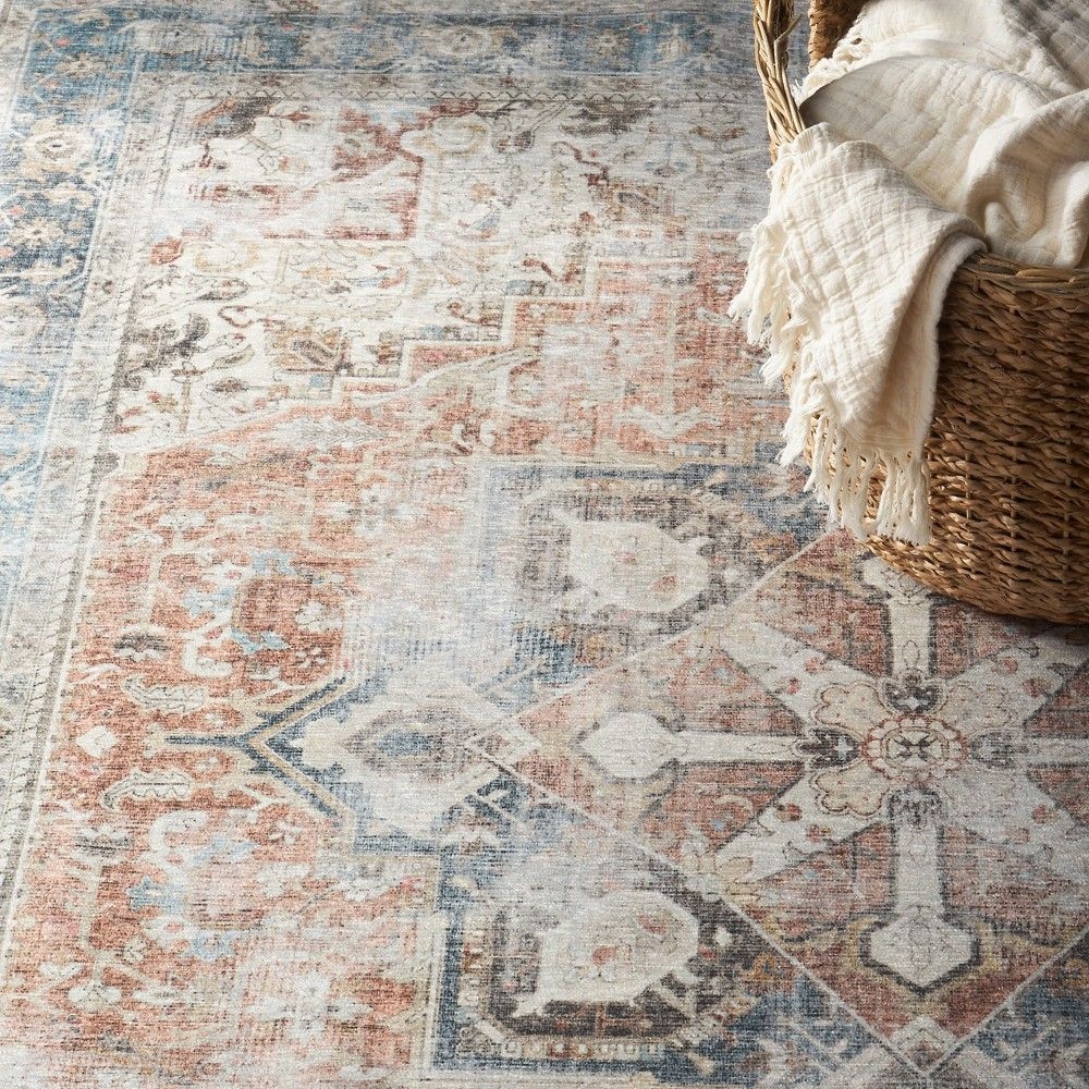Ruggable Kamran Washable Vintage Persian Area Rug - Coral 8'x10' (Standard Pad)
