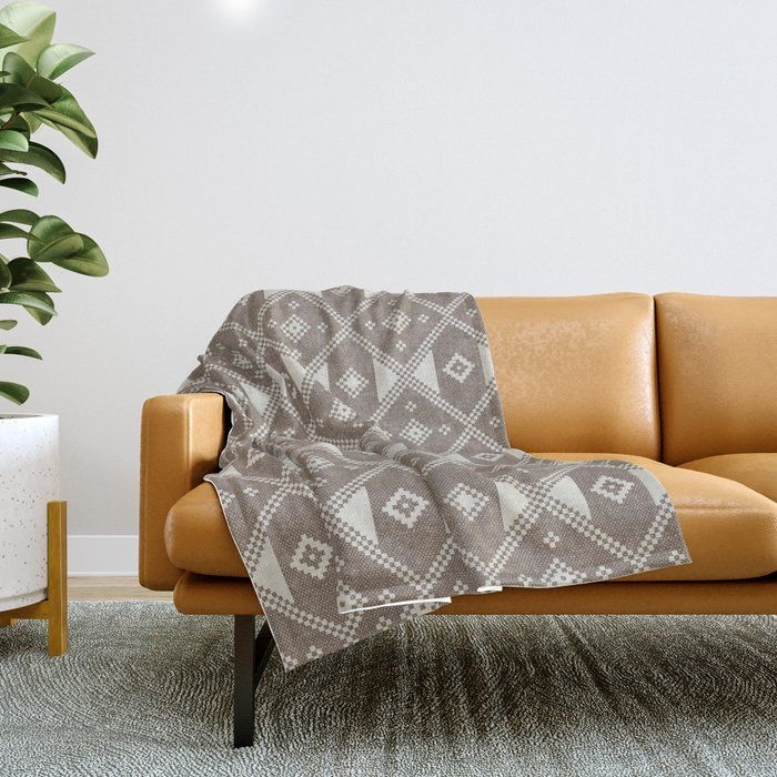 Throw Blanket | Aztec Diamond Decor - Taupe by Little Arrow Decor - 51" x 60" Blanket - Society6