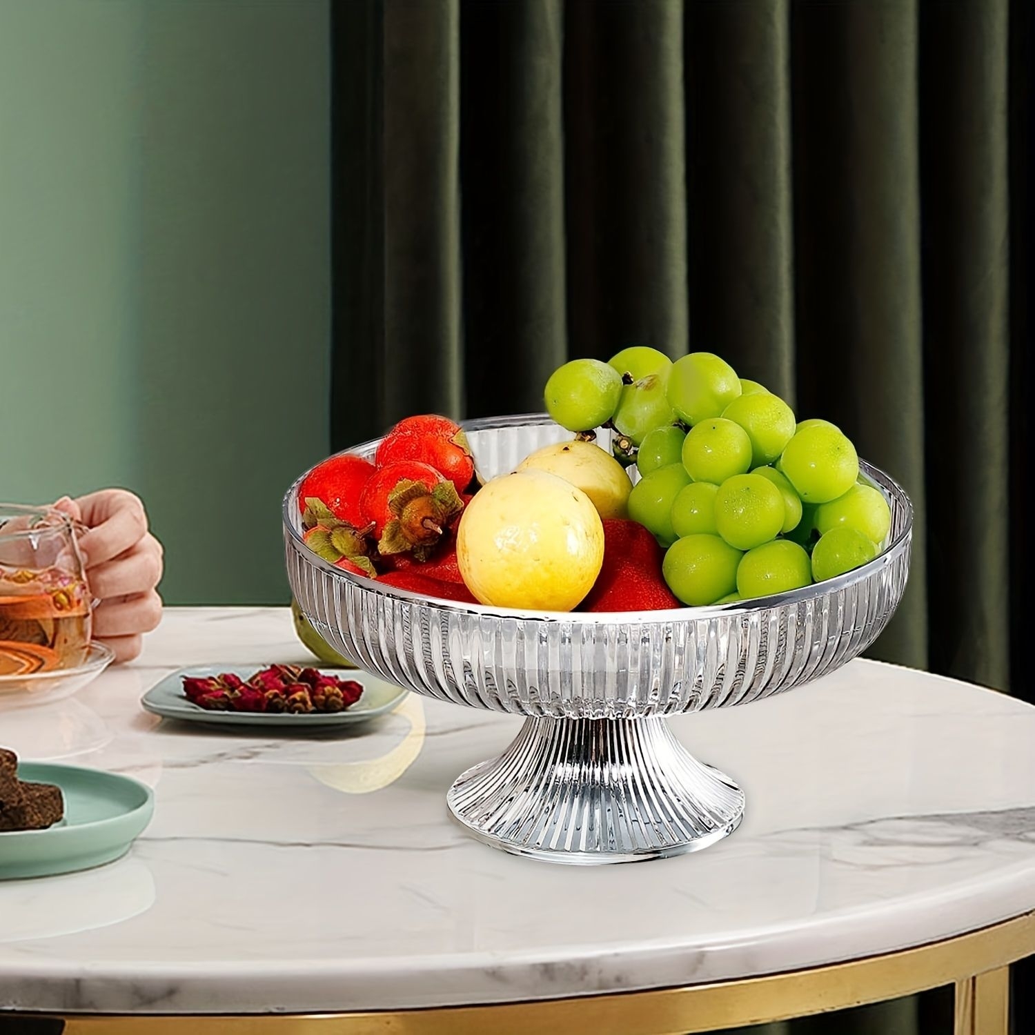 1pc Farmhouse Style Snack And Fruit Bowl With Base - Perfect For Kitchen Countertop, Centerpieces, Parties, And Table Decorations
