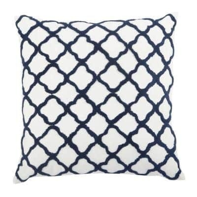 A & B Home White, Blue 6 in. x 20 in. Throw Pillow, White/ Blue