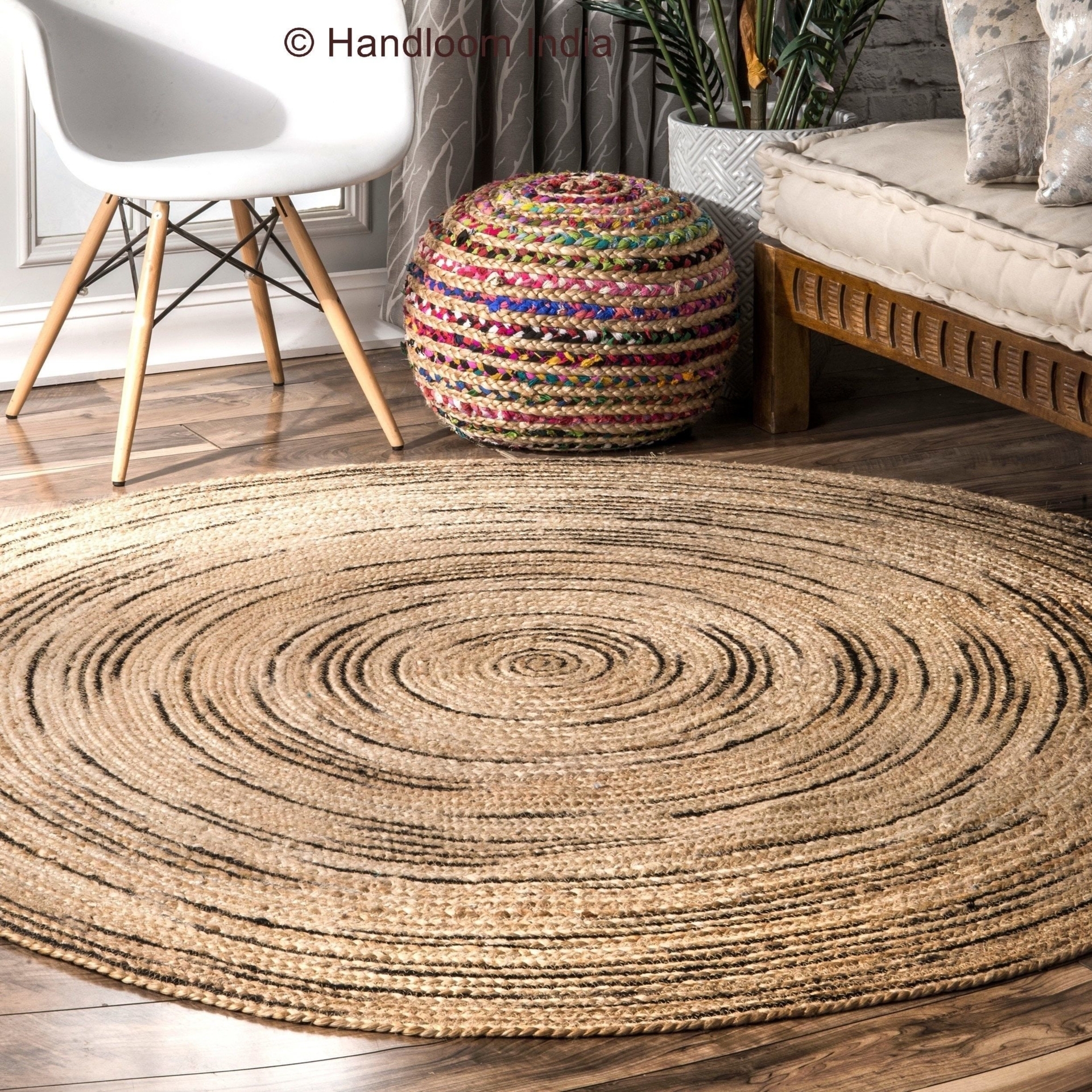 Abstract Pattern Braided Round Rugs ON SALE, Natural Jute Living Room Rugs, Patio Area Rug, Bedroom Rugs, Dining Room Rugs, Indoor Rugs