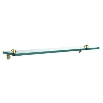 Allied Brass 22 in. L x 2 in. H x 5 in. W Clear Glass Vanity Bathroom Shelf in Satin Brass