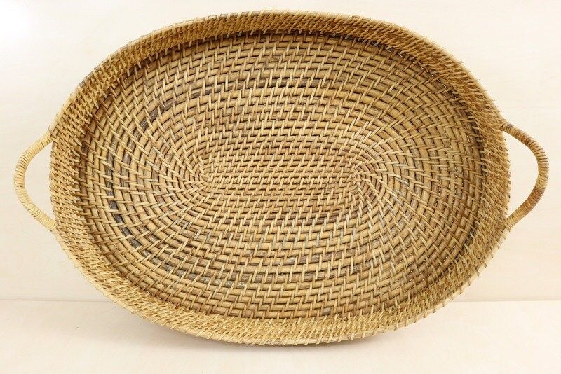Antique serving tray hand made bamboo