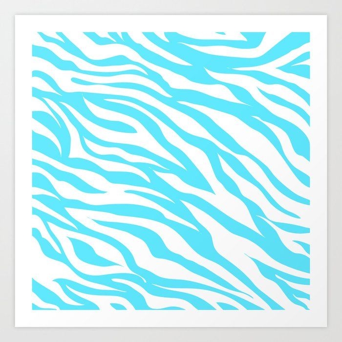 Art Print | Neon Blue Zebra | Beautiful Interior Design by Infinite Hue - X-Small - Society6