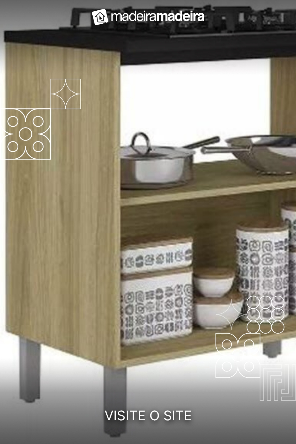 Balco Itatiaia 2 Portas com Tampo para Cooktop 4 Bocas Clean