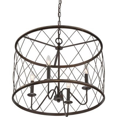 Birch Lane Hephzibah 4 - Light Candle Style Drum Chandelier Metal in Brown, Size 20" H x 23" W x 23" D | Wayfair