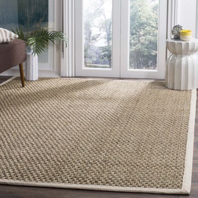 Breakwater Bay Dollard Natural/Ivory Area Rug Bamboo Slat & Seagrass in Brown/White, Size Rectangle 10' x 14' | Wayfair