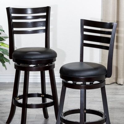 Charlton Home Leflore Swivel Bar & Counter Stool in Black, Size 17.0 W x 17.0 D in | Wayfair