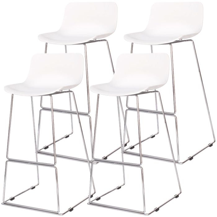 Contemporary Metal Bar Stool Indoor Bar Stool with Metal Legs and Low Back - White / 4 Piece Set