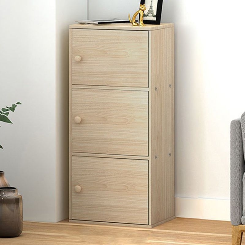Contemporary Vertical Standard Bookcase Manufactured Wood Bookcase with Doors - 16.5L x 11.8W x 35.4H / Light Wood