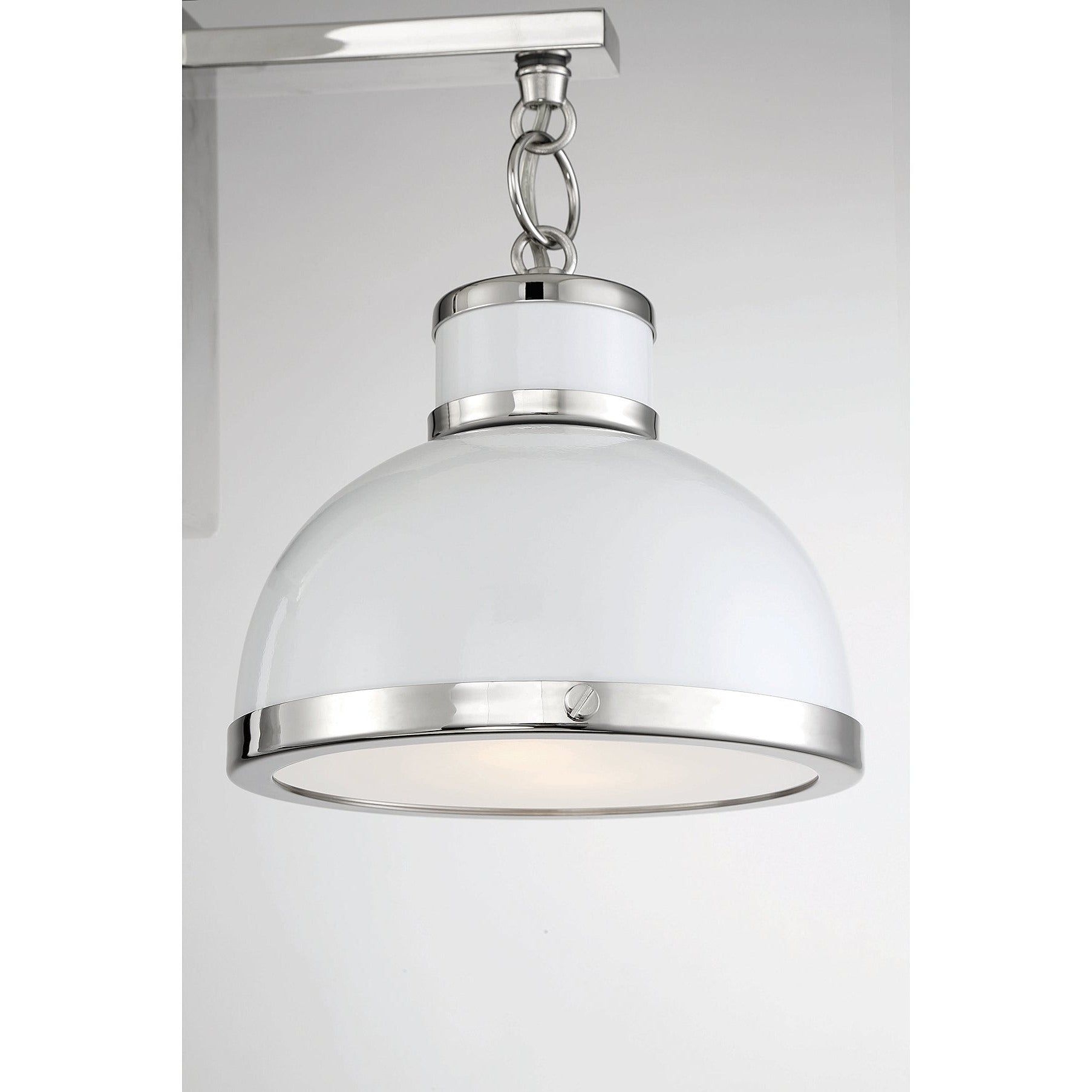 Corning 1-Light Wall Sconce - White with Polished Nickel Accents