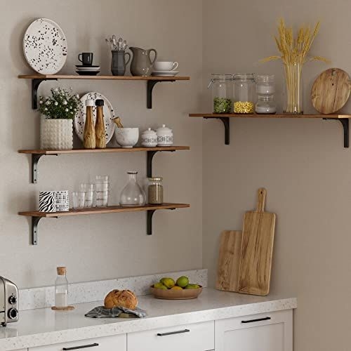 DINZI LVJ Long Wall Shelves, 39.4Inch Wall Mounted Shelves Set of 2, Extra Large Wall Storage Ledges with Sturdy Metal Brackets for Living Room, Bathr