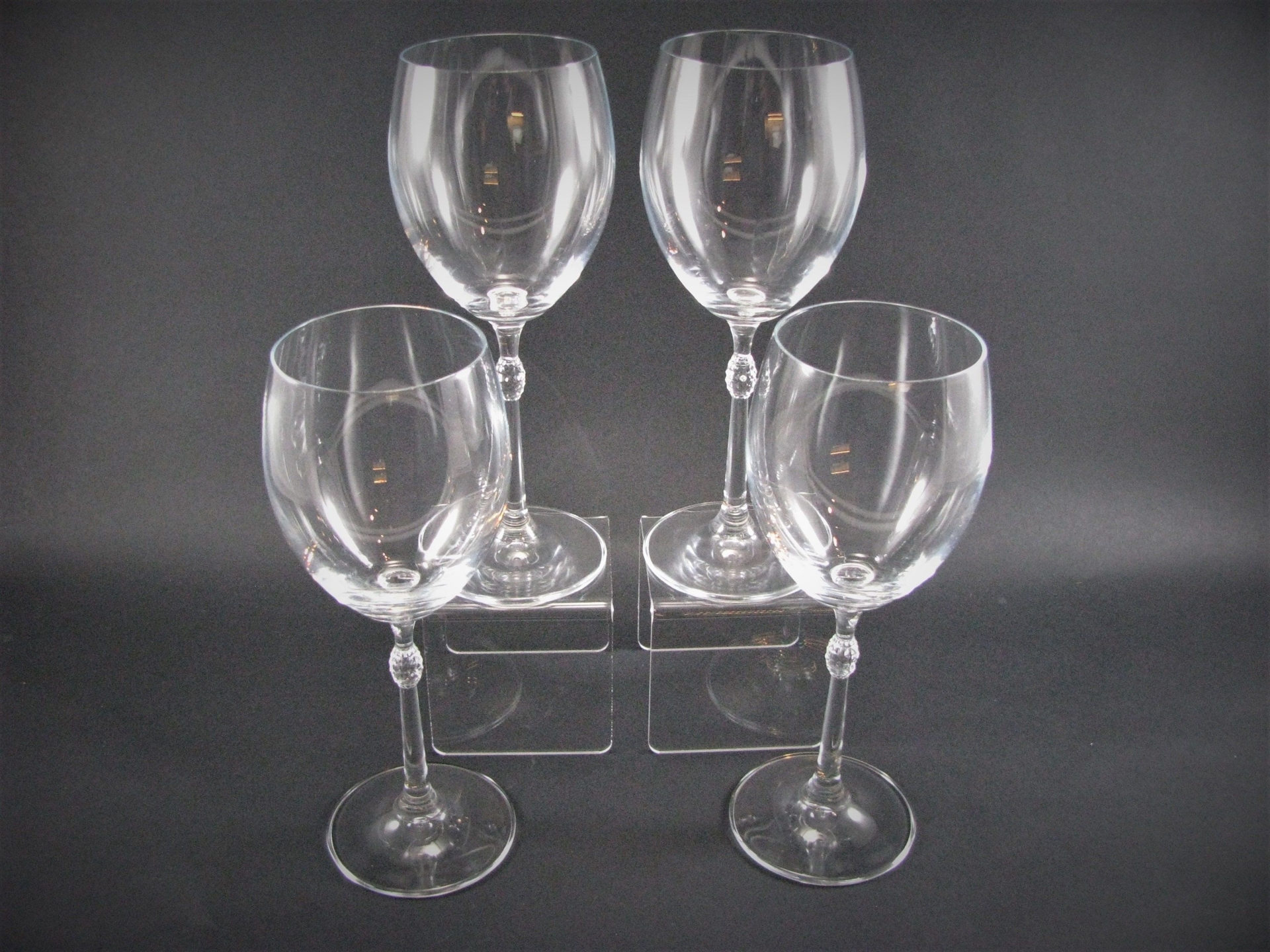 Elegant Beaded Long Stem Wine Glass Hock Set of 4
