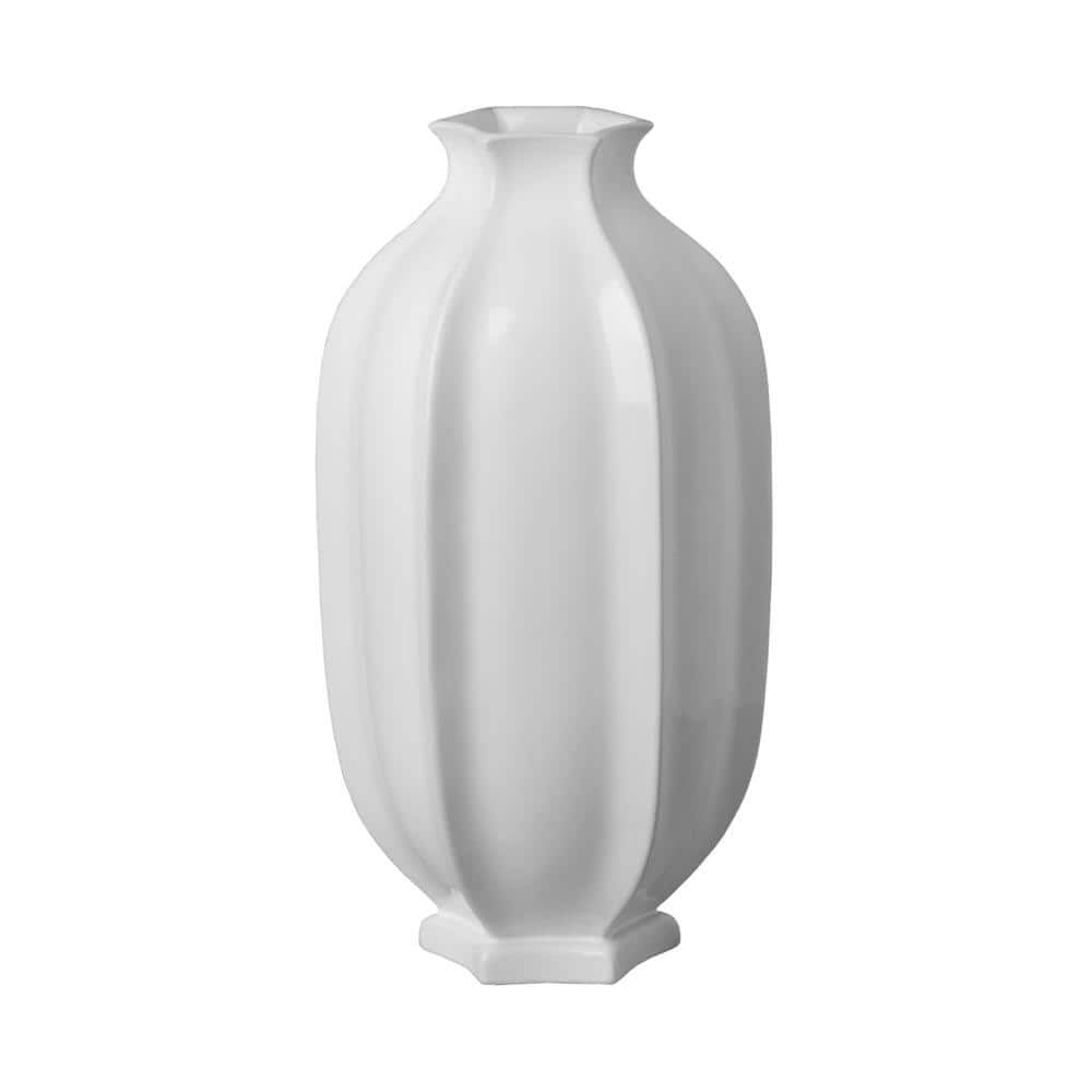 Emissary 20 in. Tall Pomegranate White Ceramic Vase