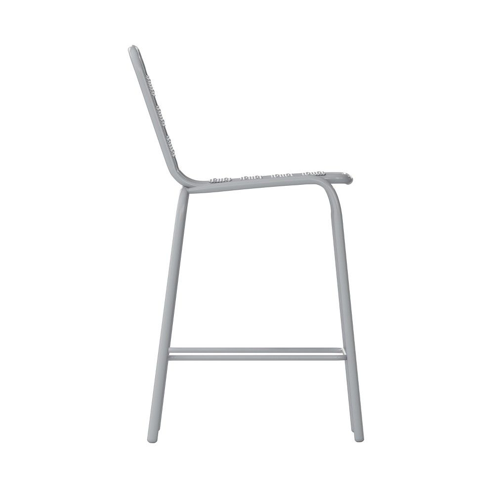 Flash Furniture Lila Commercial Silver Metal Indoor-Outdoor Restaurant Bar Height Stool with Metal Triple Slat Back