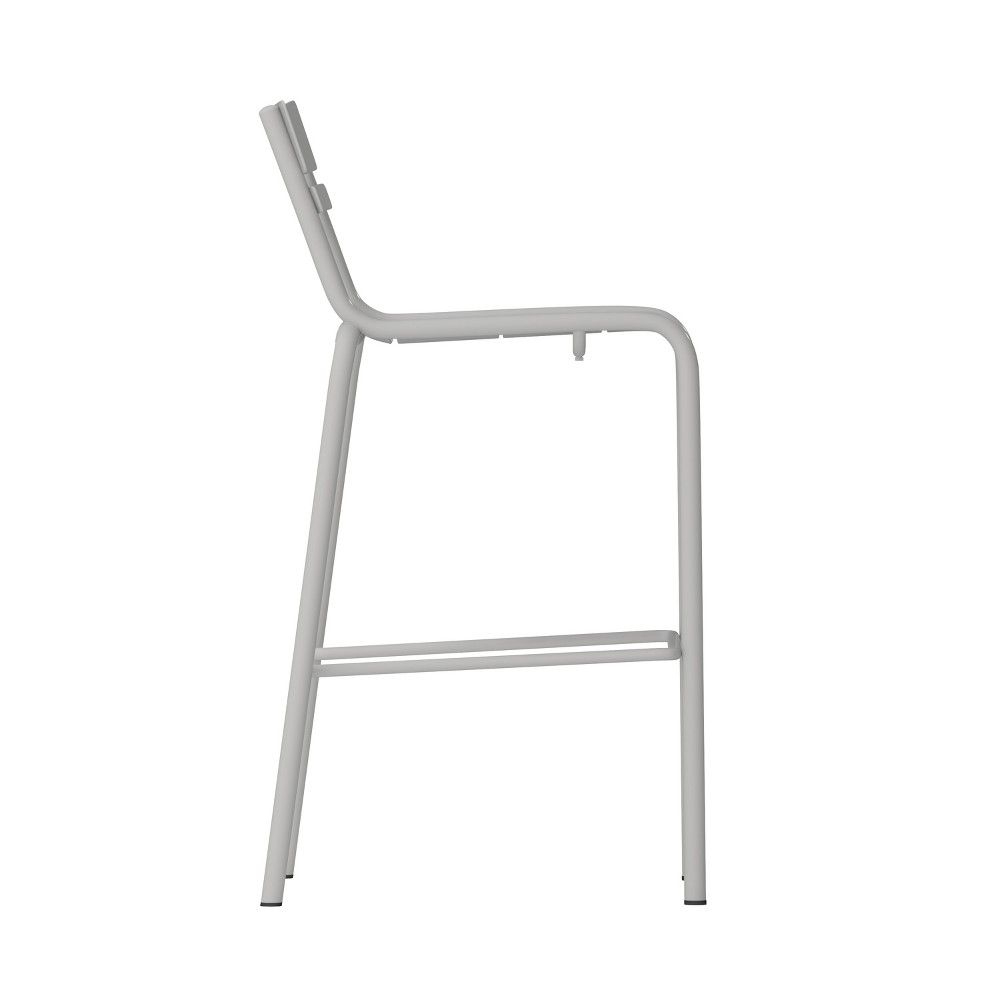 Flash Furniture Nash Commercial Grade Silver Metal Indoor-Outdoor Bar Height Stool with 2 Slats