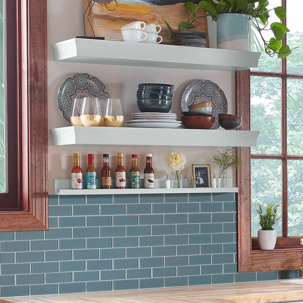 Harbor Gray 11.75x13.88 Glass Mesh-Mounted Mosaic Tile 2x4 - MSI Collection - Glossy / Glass / 2x4