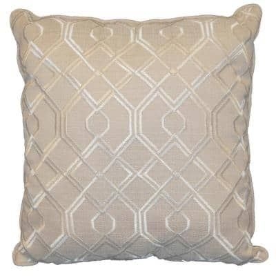 Harper Lane Geo Ivory Geometric Polyester 18 in. x 18 in. Throw Pillow