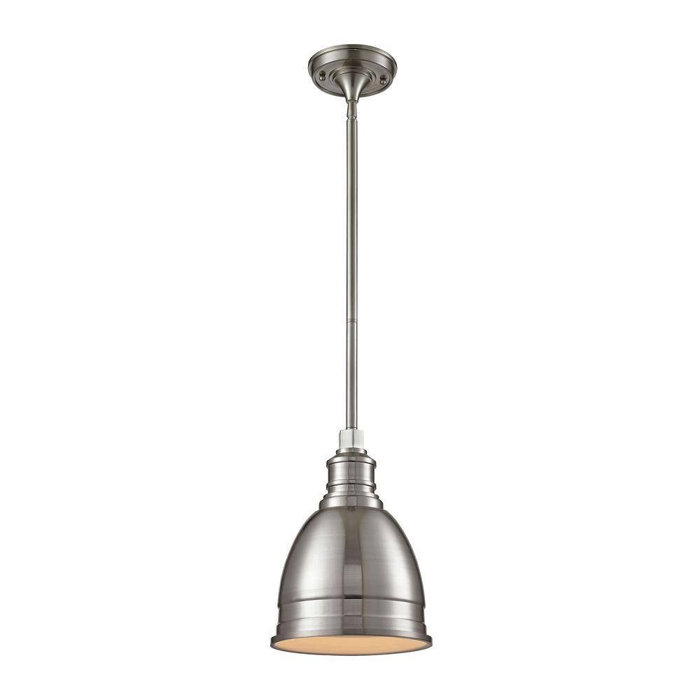 Home Decorators Collection 1-Light Die-Cast Aluminum Hardware Brushed Nickel Restoration Pendant with Open Bottom