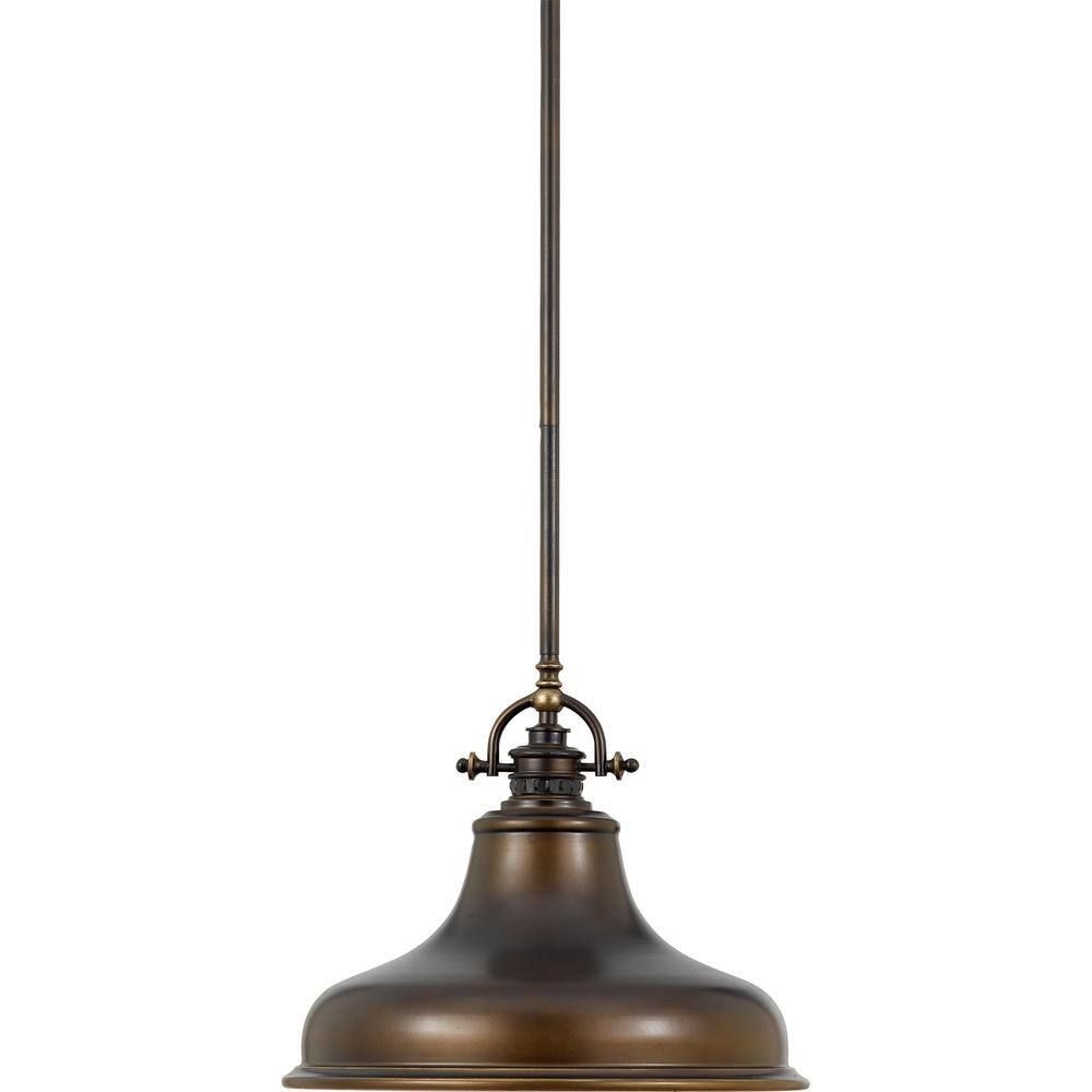 Home Decorators Collection Emery 1-Light Palladian Bronze Shaded Pendant Light with Metal Shade
