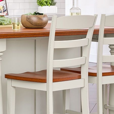 Homestyles Monarch Drop Leaf Wood-Top Kitchen Island Set, One Size , White