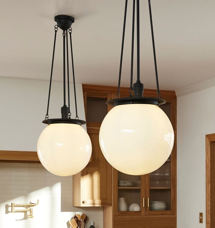 Hood Classic Pendant, 38" Polished Nickel 15" Opal Doric